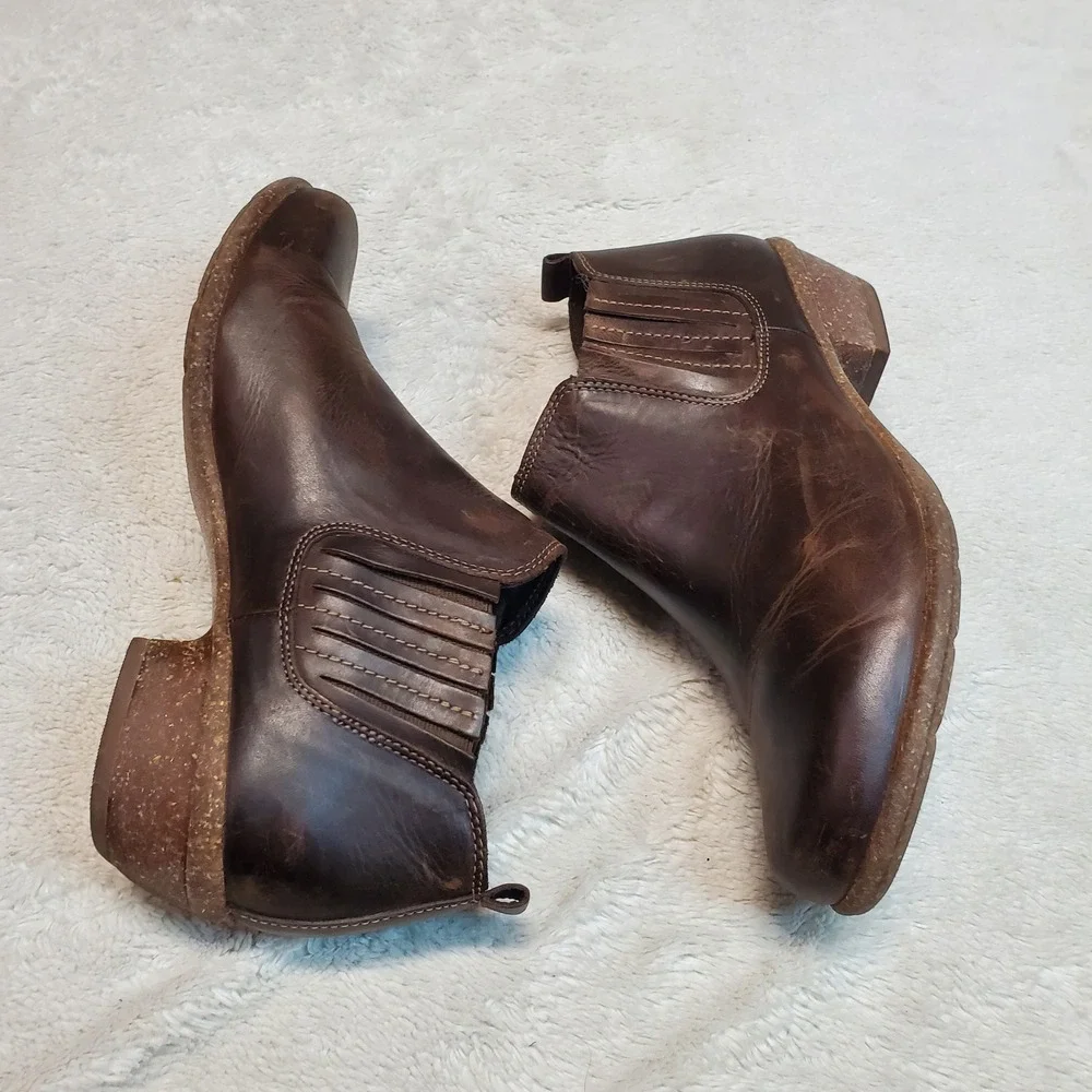 Clarks Brown Leather Jade Festival Boho Classic‎ Classic Preppy Ankle Boots 8
